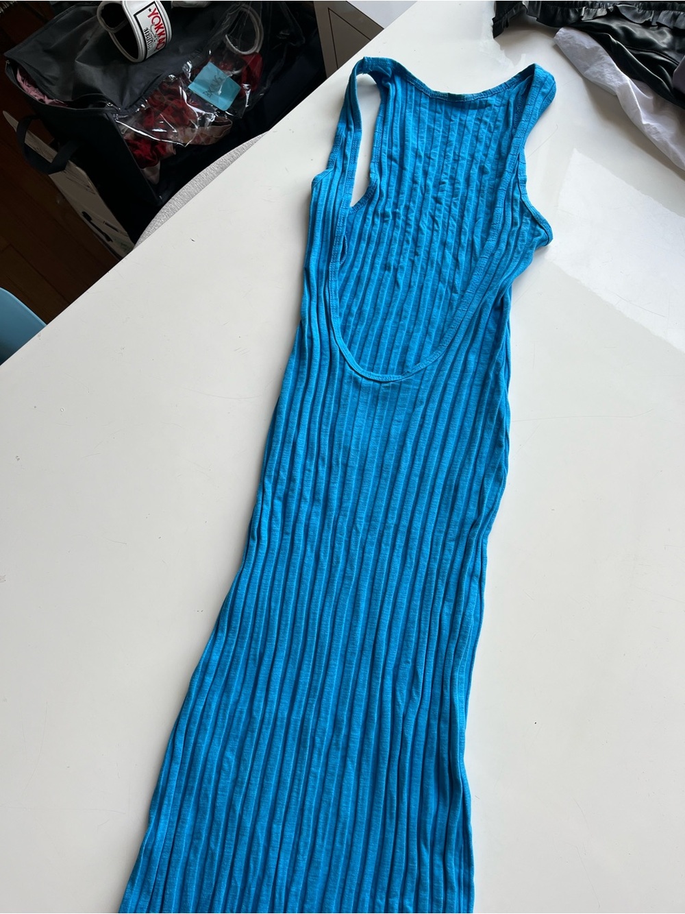 Simon Miller Ribbed Maxi Tank Dress in Turquoise Blue - Picture 3 of 6